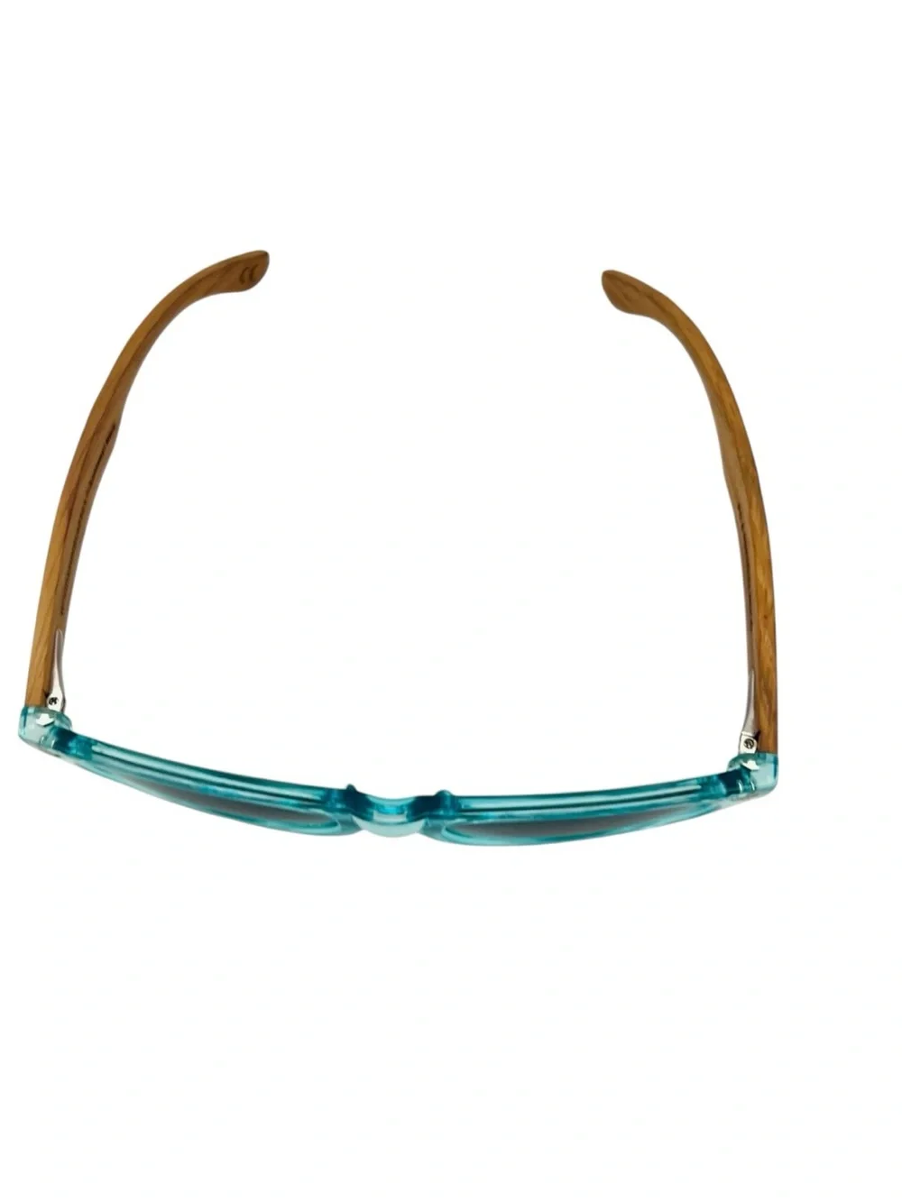 Woodasunglasses Turquoise Frame Sunglasses with Wood-Effect Temples